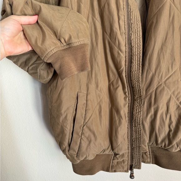 Tommy Hilfiger L Men’s Quilted Brown Camel Bomber Full Zip Jacket - Picture 10 of 15